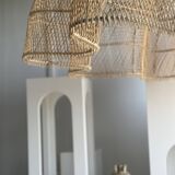 Immense rattan suspension in the shape of a flower, tulip, corolla H1m D1m50