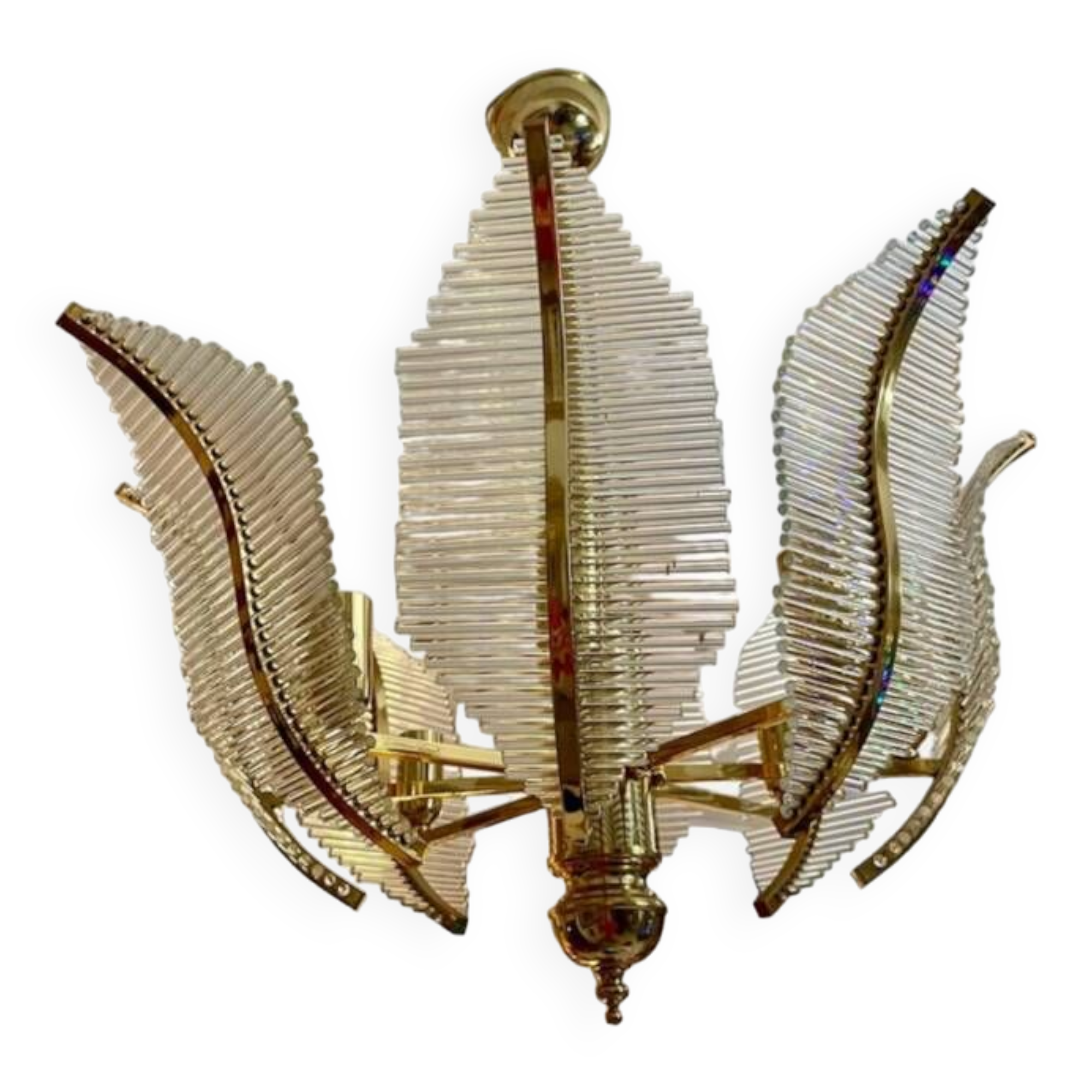 Venini Palm chandelier in glass and gilding, Italy 1980