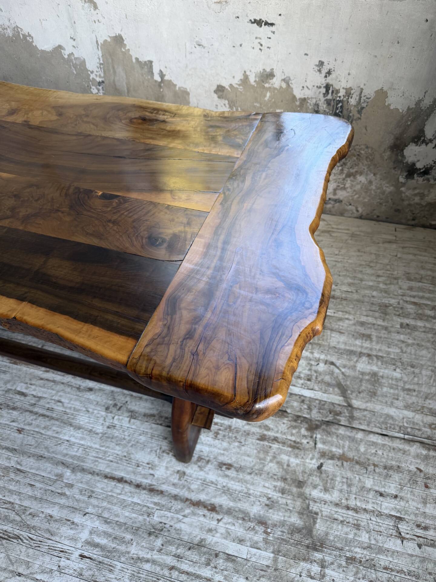 Dining table in solid olive wood Maison Skela 1960