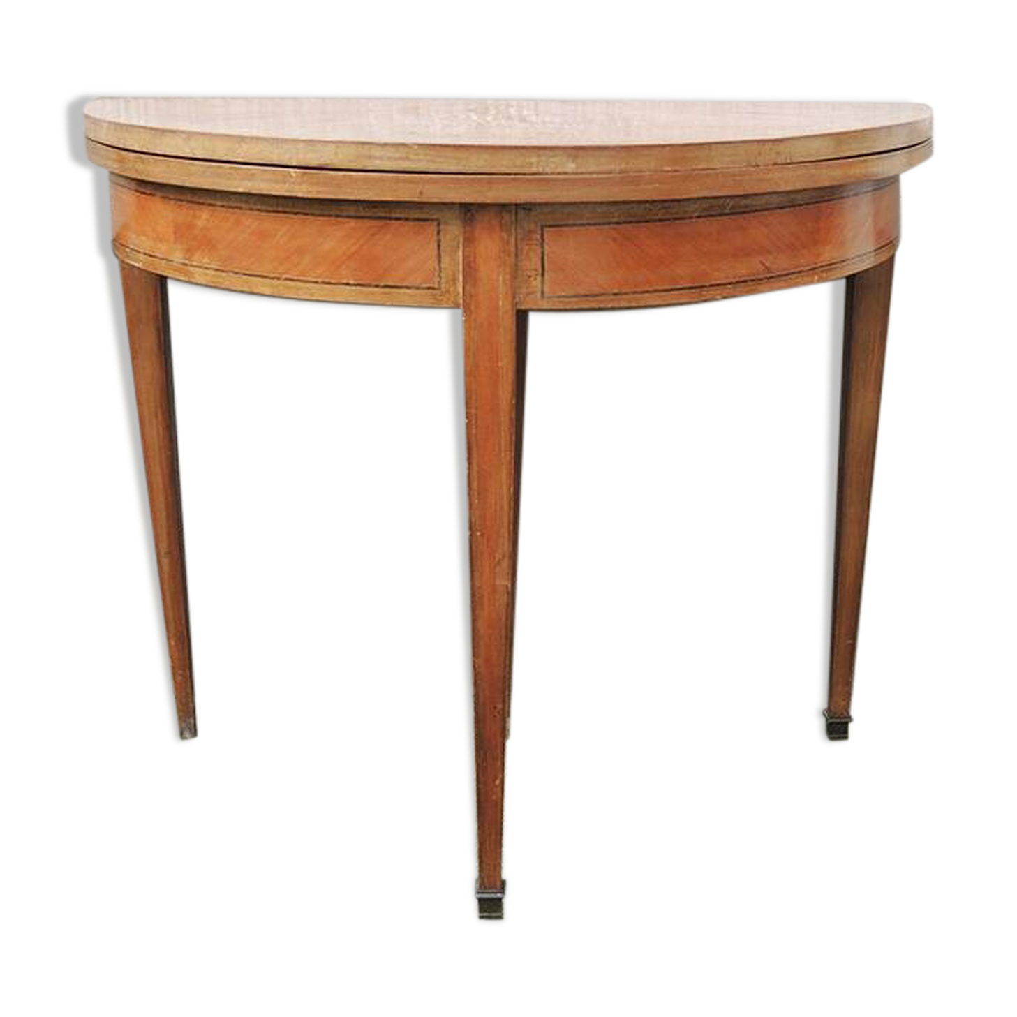 Antique Wooden Half Moon Game Table Console