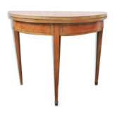 Ancienne console, table de jeux demi-lune en bois
