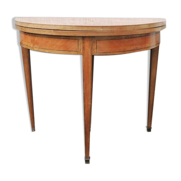 Antique Wooden Half Moon Game Table Console