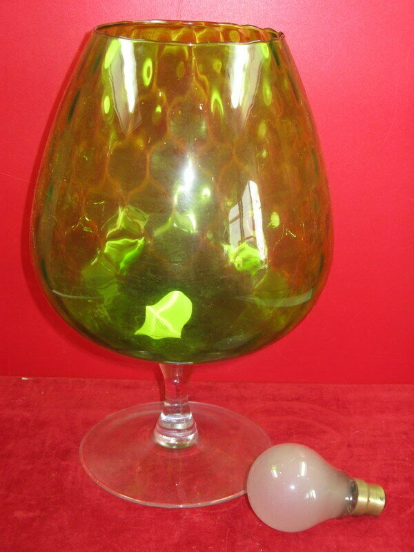 70' vintage cognac glass-shaped green vase