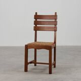 Deux chaises en chêne et osier brutalisme moderne du milieu du siècle, 1960