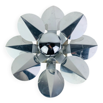 Space Age chrome flower wall light from the 1960s.