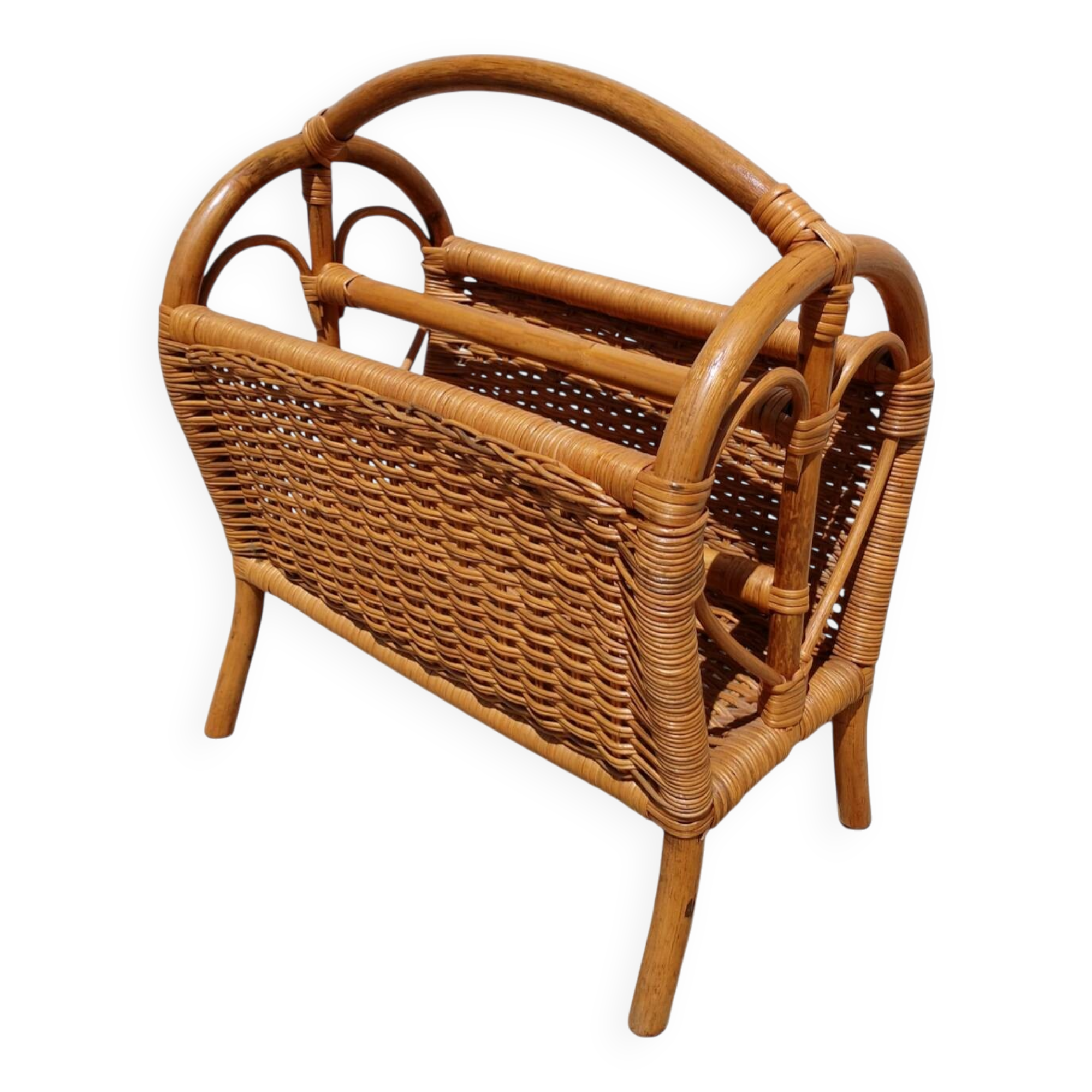 Rattan magazine rack