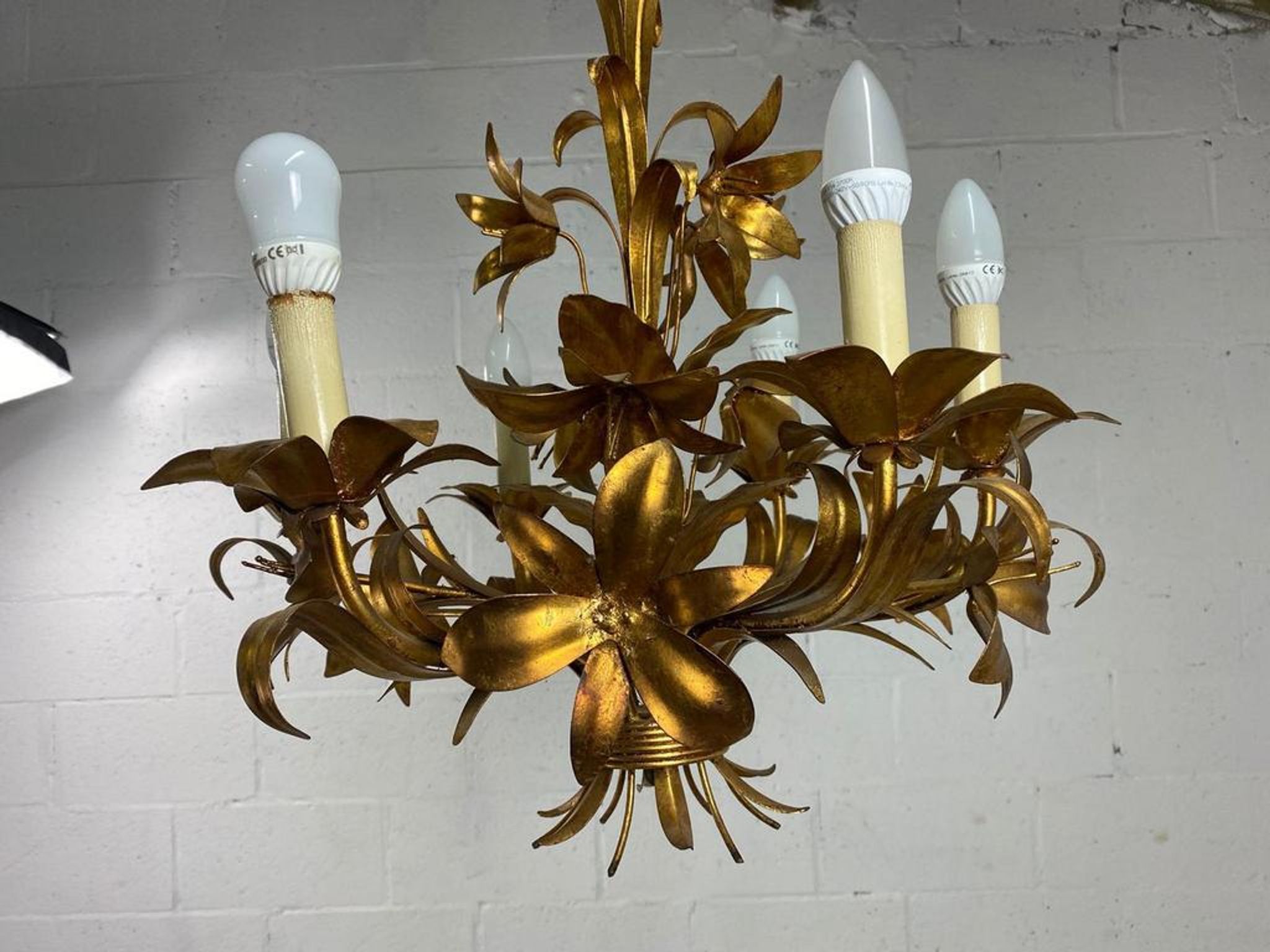 Vintage "golden" pendant lamp / flower chandelier