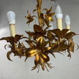Vintage "golden" pendant lamp / flower chandelier