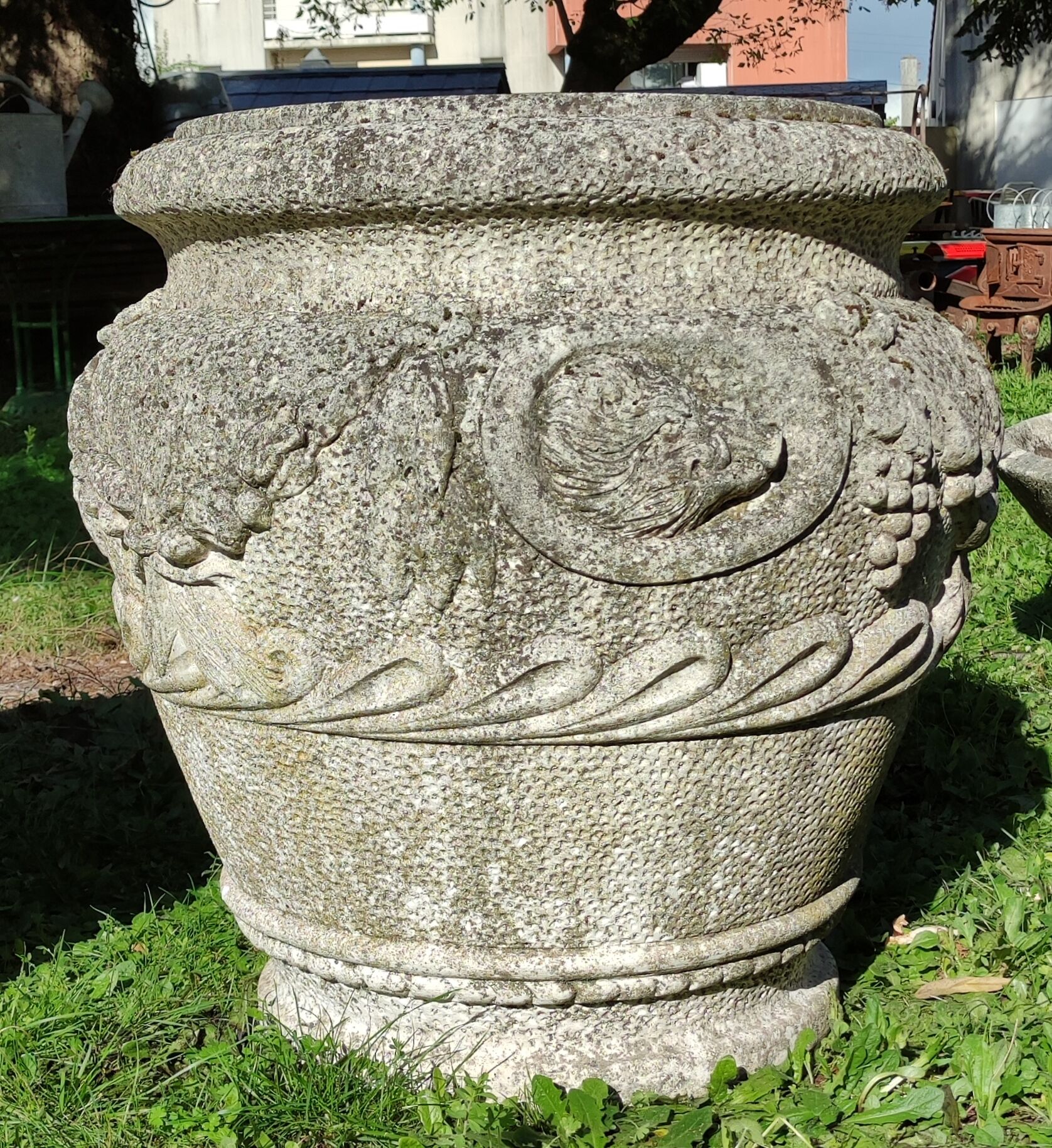 Pair of Medici pot caches in reconstituted stone