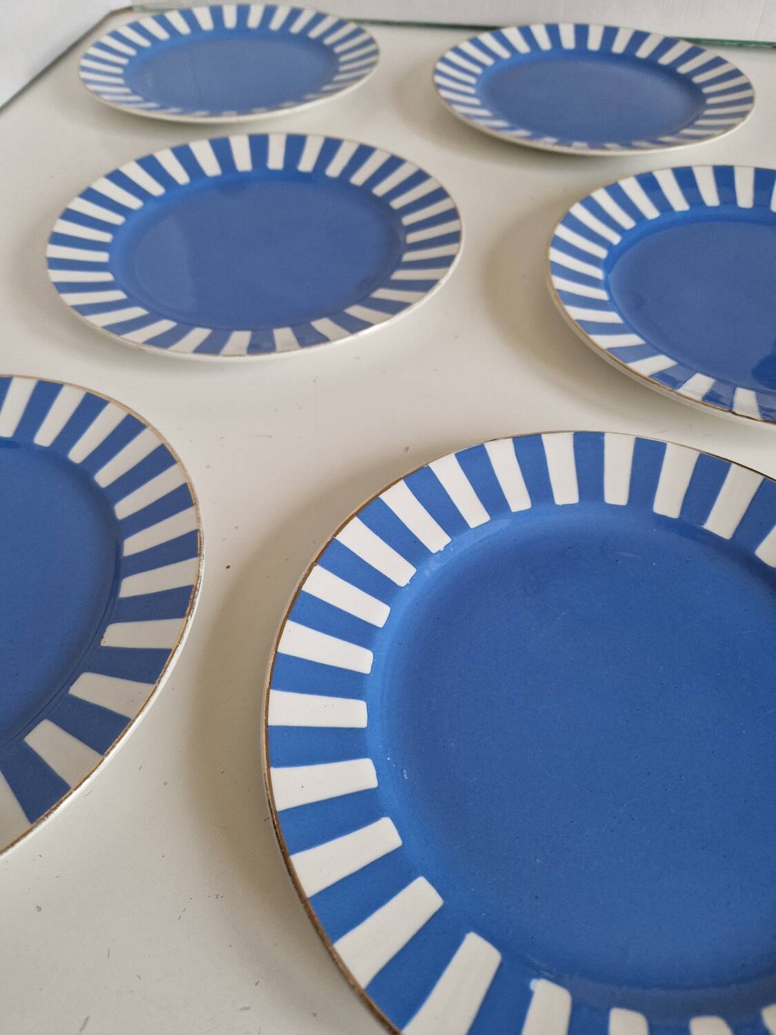 Set of 6 dessert plates, Fox trott model, Sarreguemines factory
