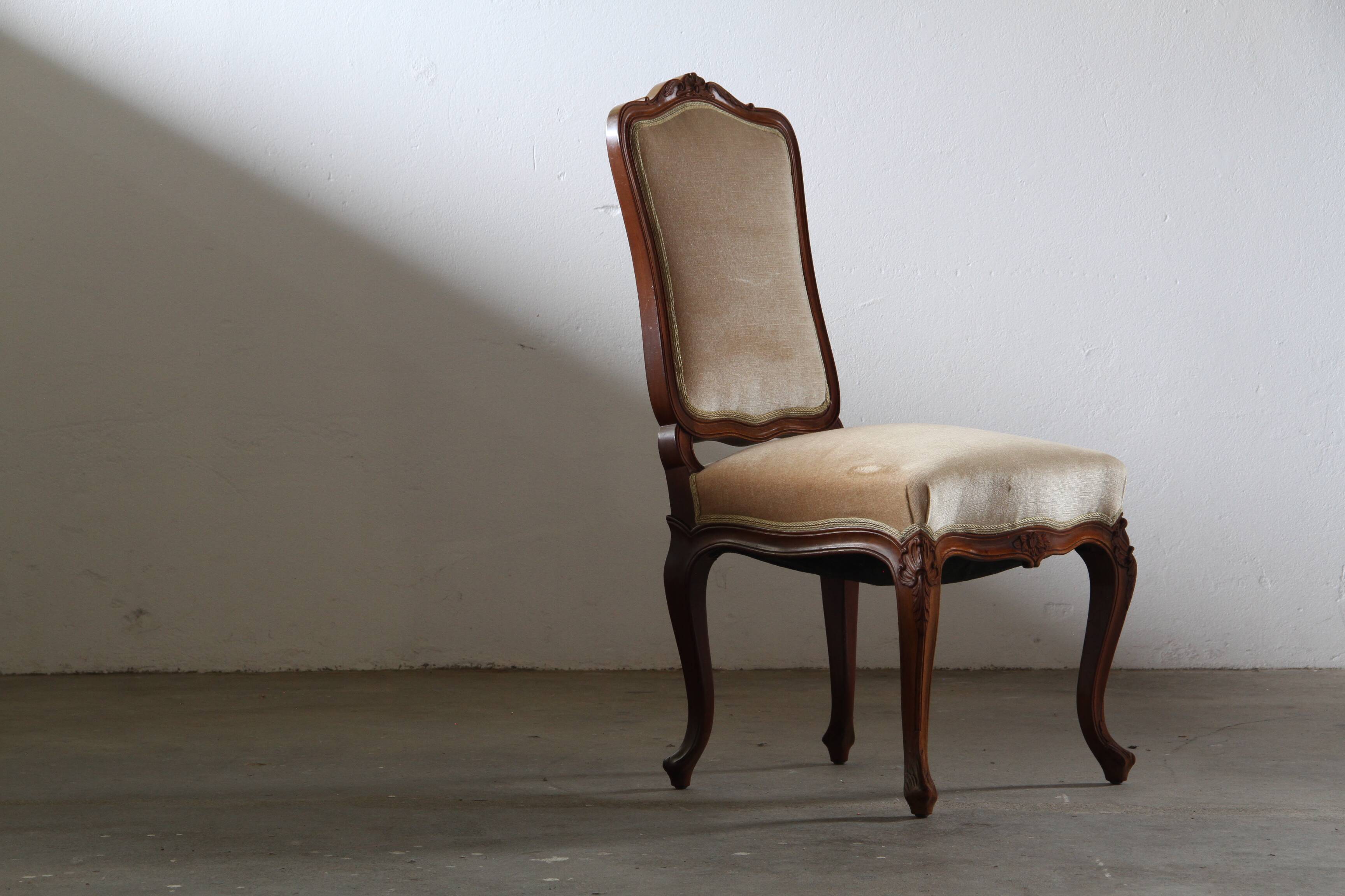 Pair of Vintage Danish Antique 18th century Chairs, style of Louis XV