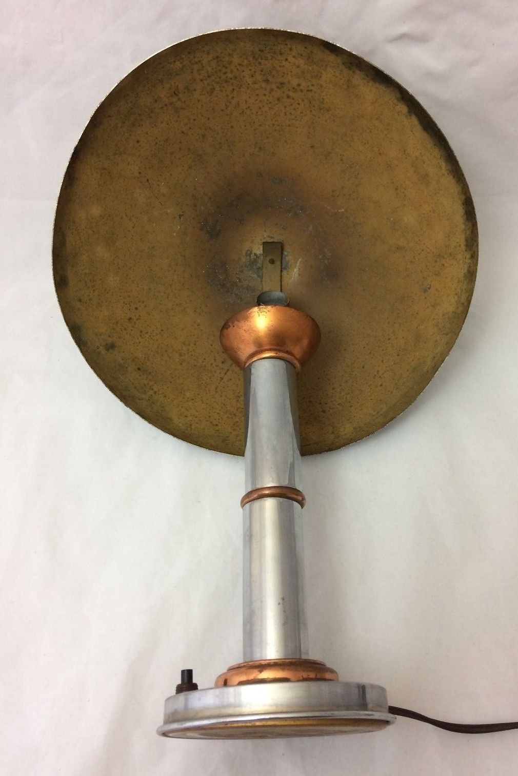 Lampe en chrome 1930 double patine art deco metal doré et cuivre