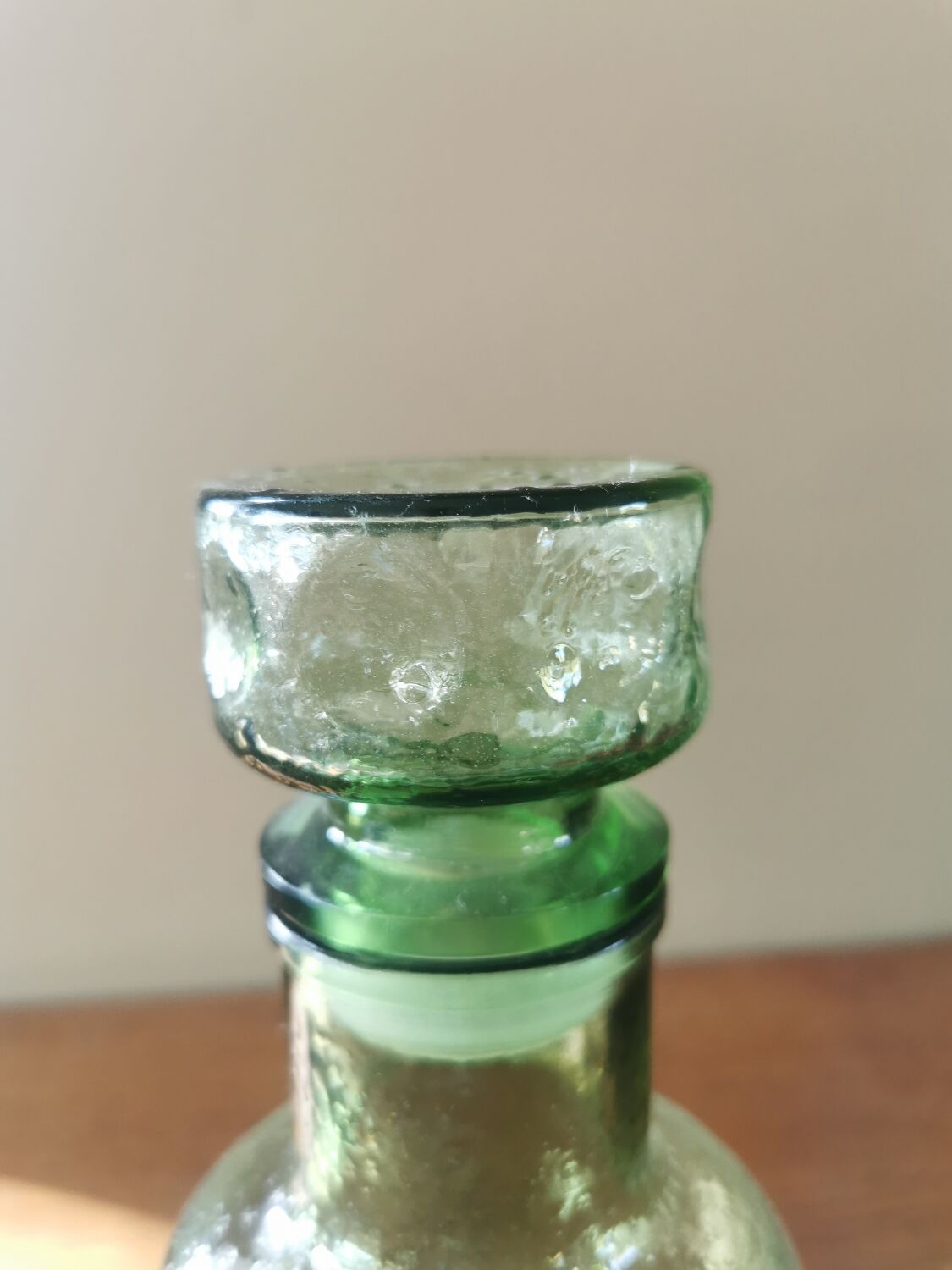 Pair of vintage 70s grainy glass carafes