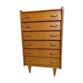 Commode chiffonnier vintage des années 60 bois clair