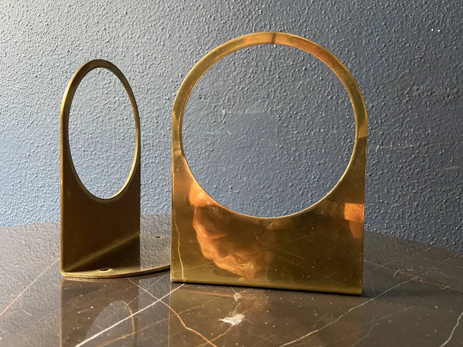 Brass bookends marked Hans-Agne Jakobsson, Sweden, 1960s.