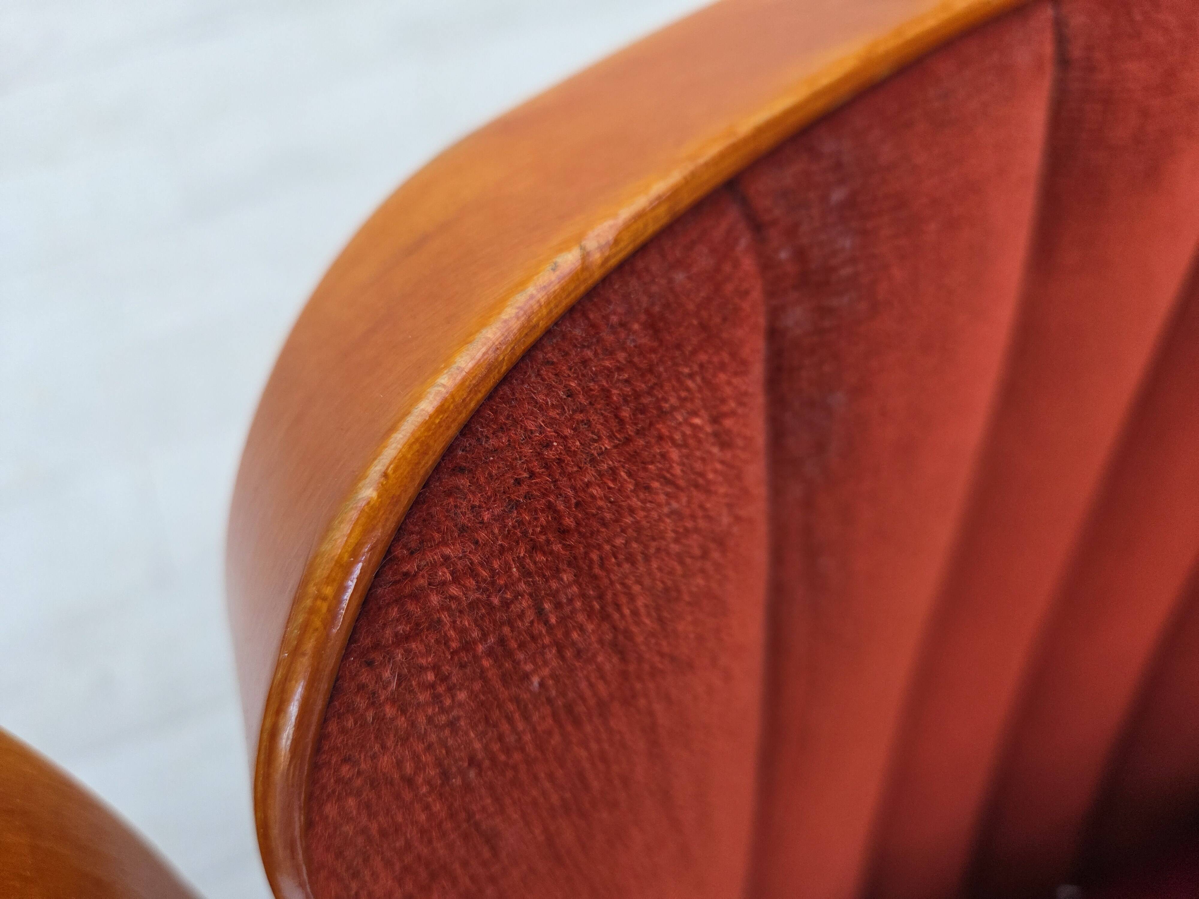 1950s, Danish theater armchairs, furniture velour, original condition.