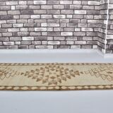 Decorative Vintage White Wool Runner Rug sku 2072