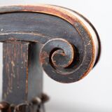 19th century beechwood, metal, and leather throne