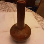 BROWN GLAZED STONEWARE SOLIFLORE VASE SIGNED BARRAULT 1965
