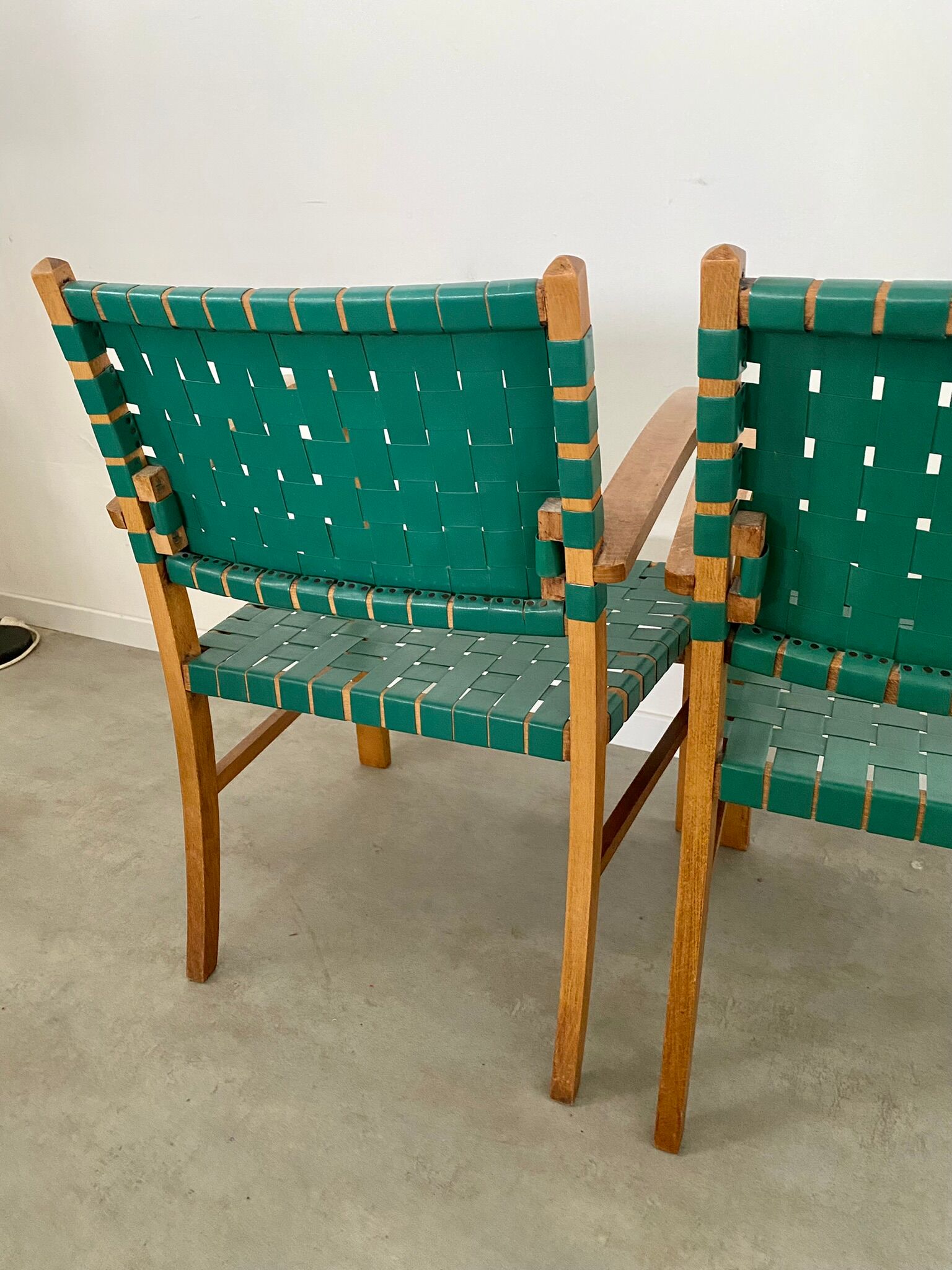 2 armchairs bridge vintage year 50 wood and vinyl