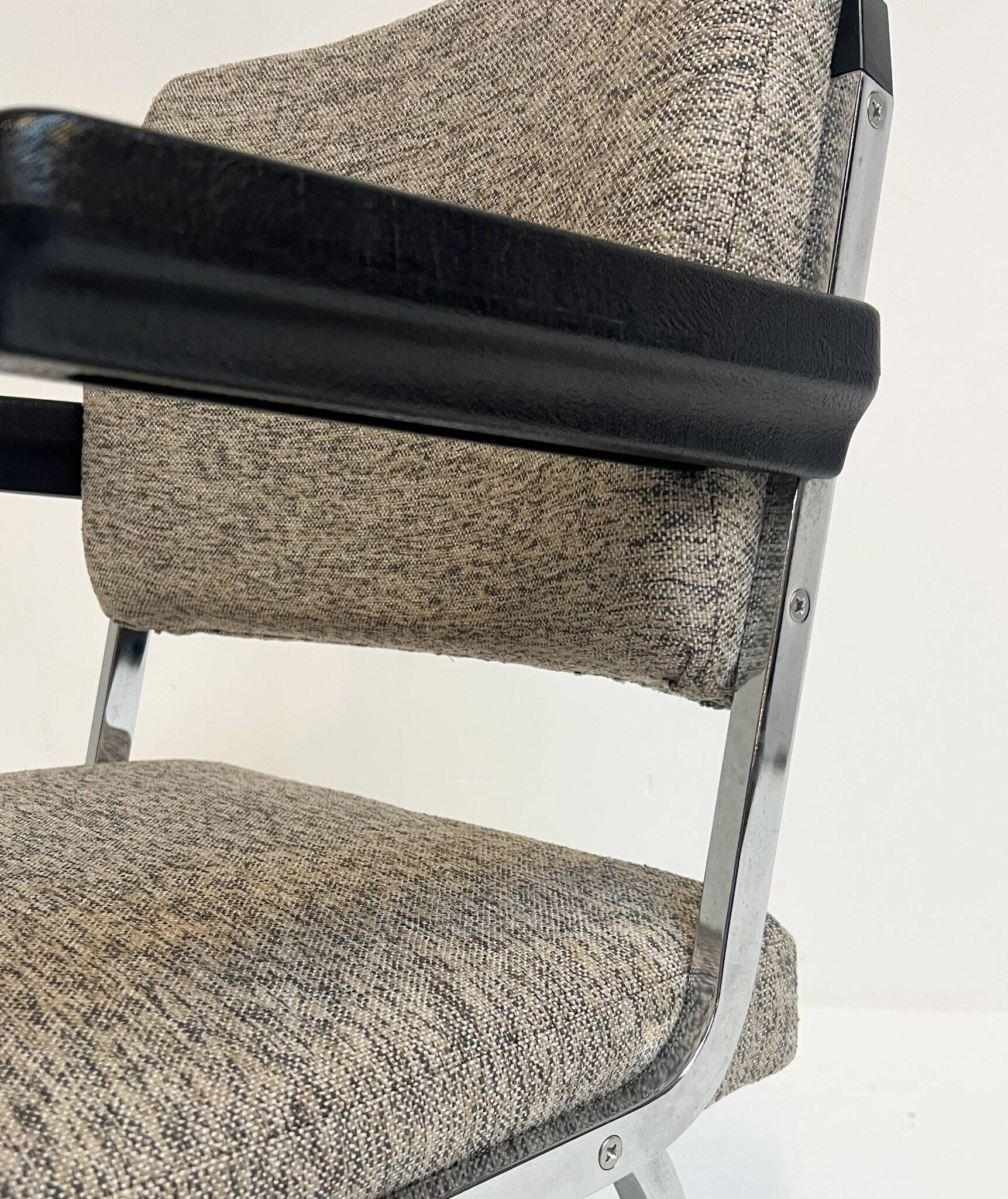 Gray upholstered designer armchair attributed to Gispen, 1960s