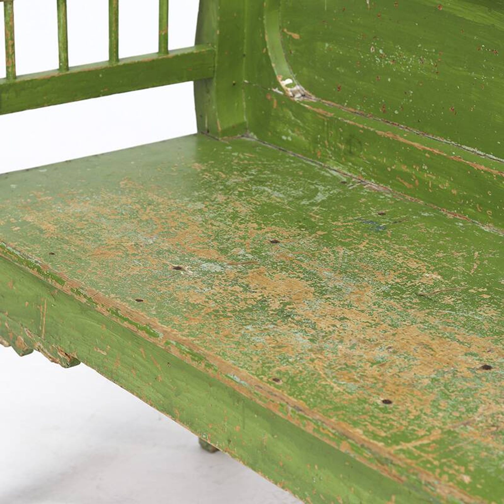 Painted Rustic Farmhouse Folk Art Wooden Bench