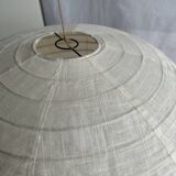 Suspension in rattan and natural japanese linen lantern shape h70 d50