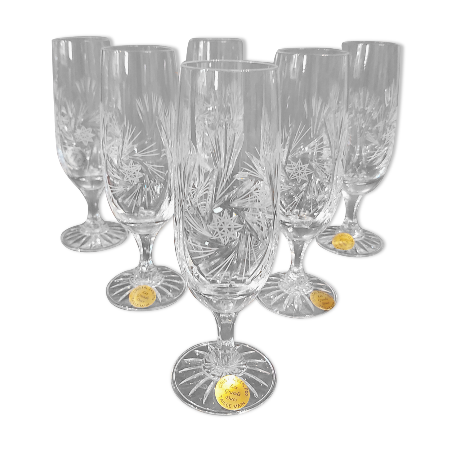 6 flutes with champagne crystal les grands ducs