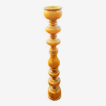 Large wooden turned candle holder Belgium, 1970s.