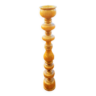 Large wooden turned candle holder Belgium, 1970s.