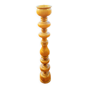 Large wooden turned candle holder Belgium, 1970s.