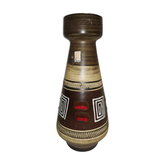 Vintage ceramic vase D.B. Höhr Keramik with enamelled graphic decoration