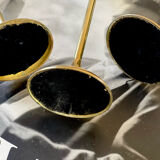 3 glass and brass candle holders