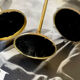 3 glass and brass candle holders