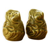 Vintage salt and pepper shaker set with cabbage barbotine