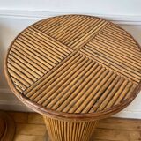 Pair of vintage rattan veneer columns