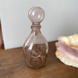 Pink bubbled glass decanter Biot vintage 60s