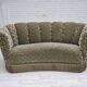 1960s, Danish 2-seater curved sofa, light green furniture velour.