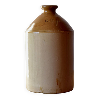 Ancienne jarre à rhum britannique en grès vernissé SRD - Normandie - années 40.