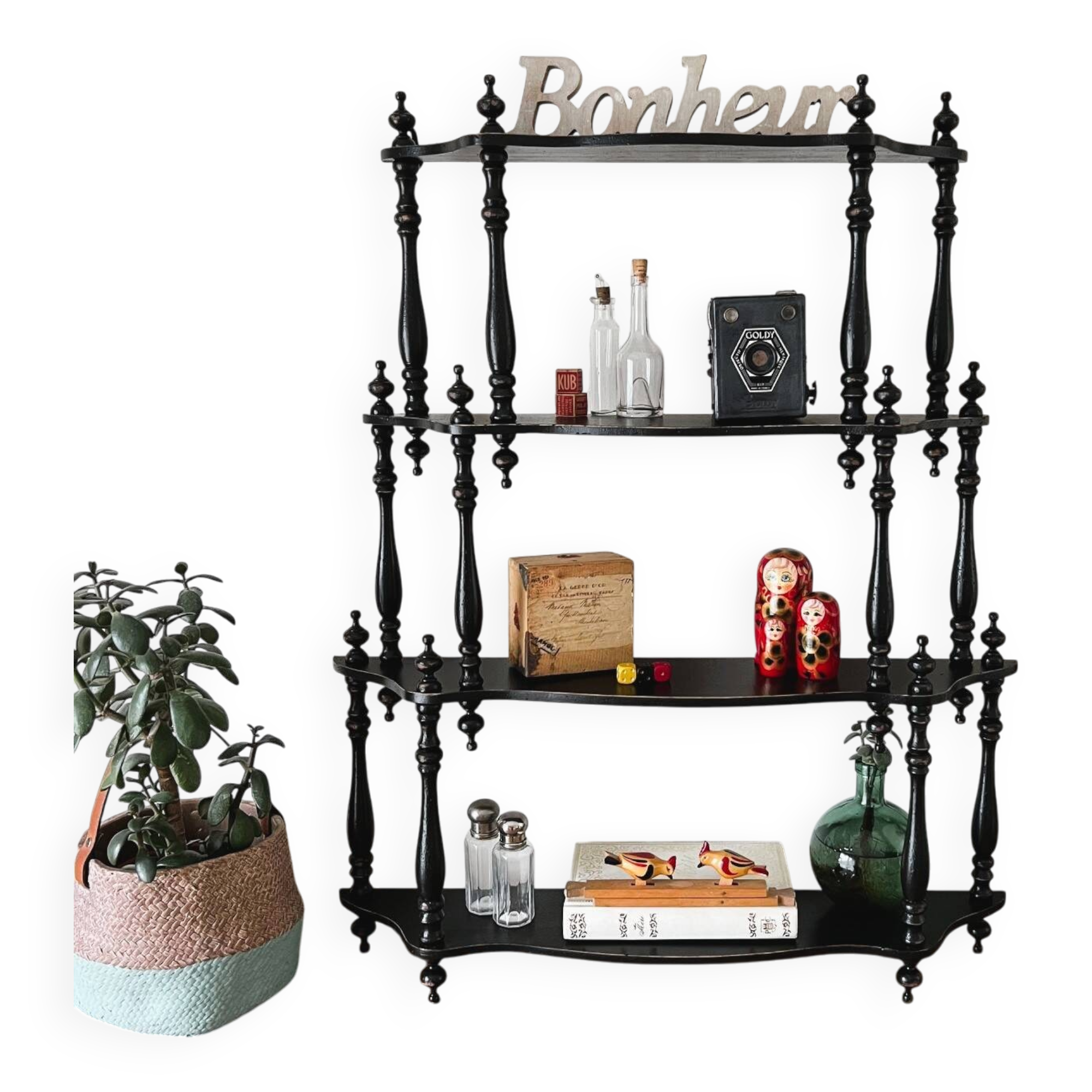 Wooden shelf, 4 shelves