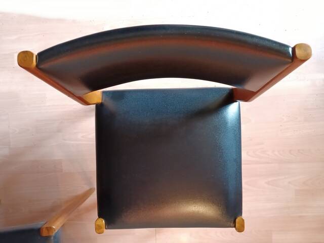 6 chaises scandinave teck et skaï vintage 1960