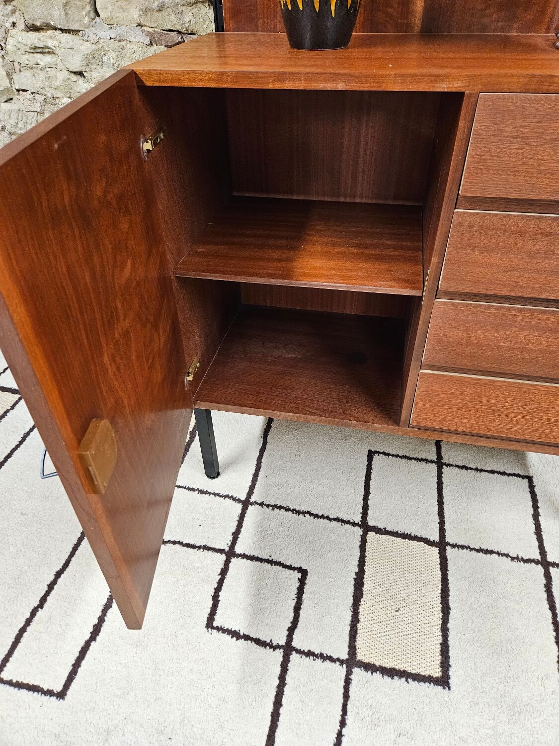 Bookcase cabinet modular shelves vintage 1970