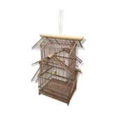 Cage à oiseaux en bambou vintage des années 50