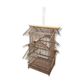 Cage à oiseaux en bambou vintage des années 50