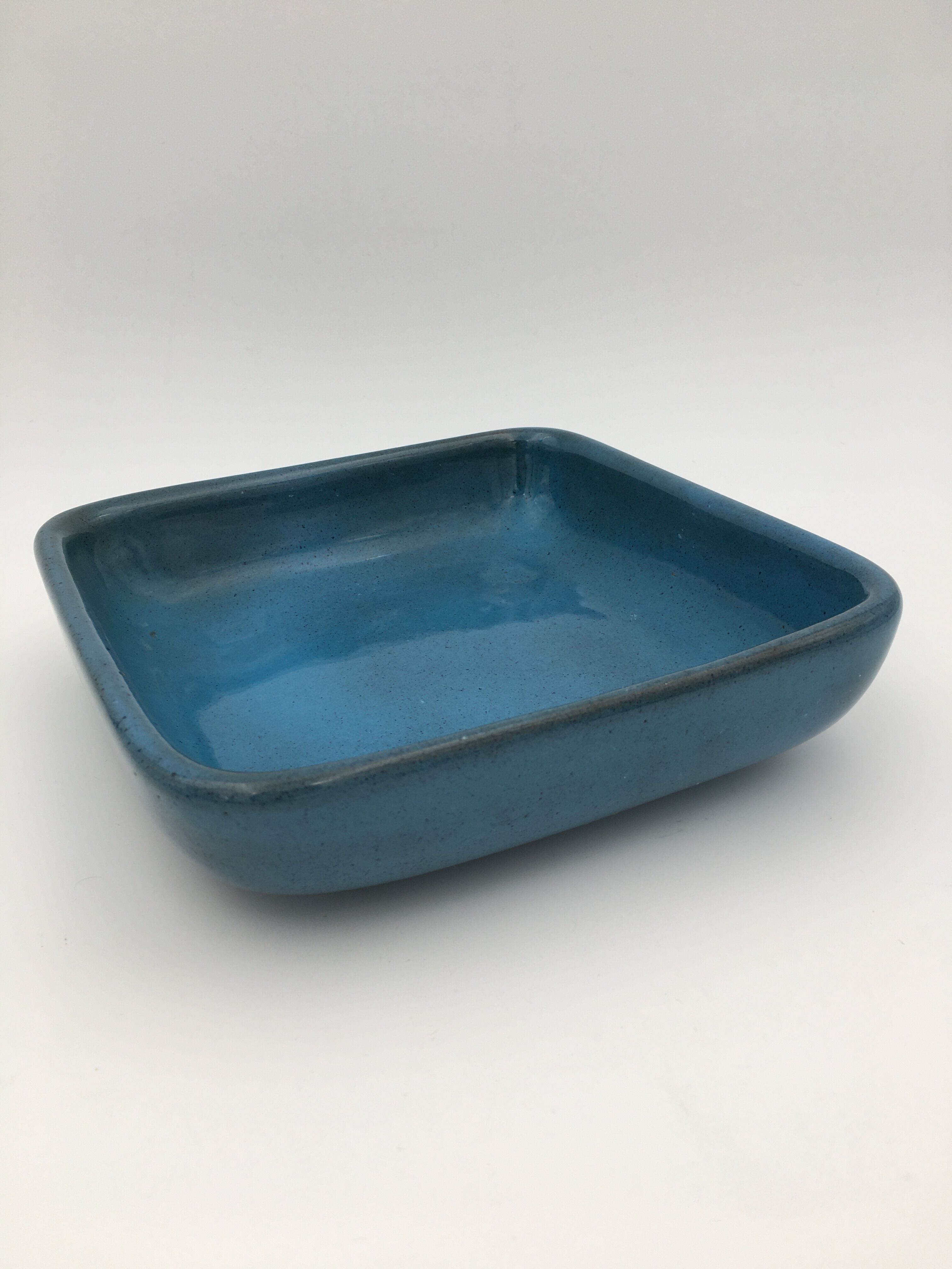 Hollow cup enamelled terracotta, turquoise, by Dawn Chatoney - 20th, 21st century