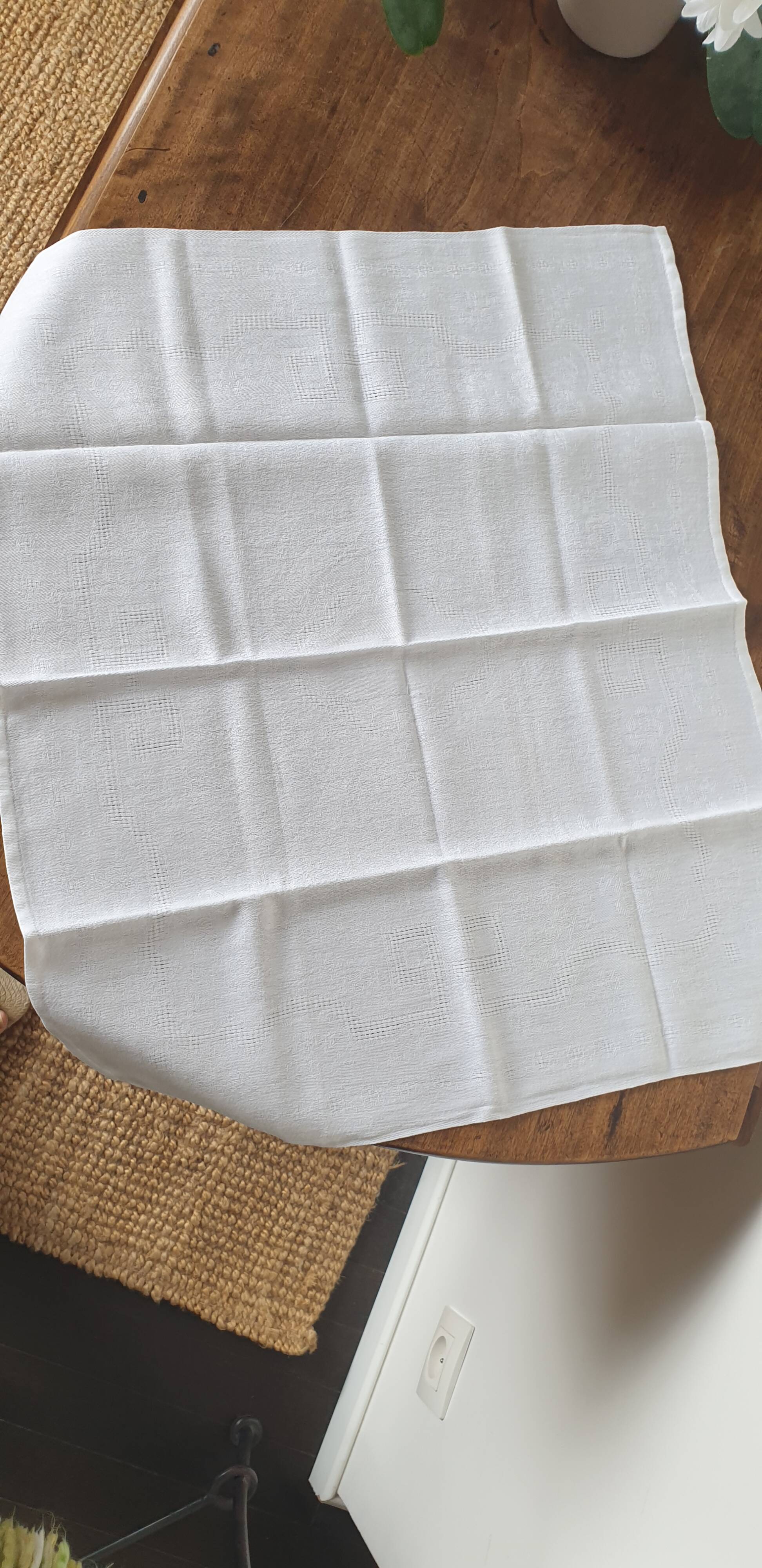 12 antique damask cotton napkins