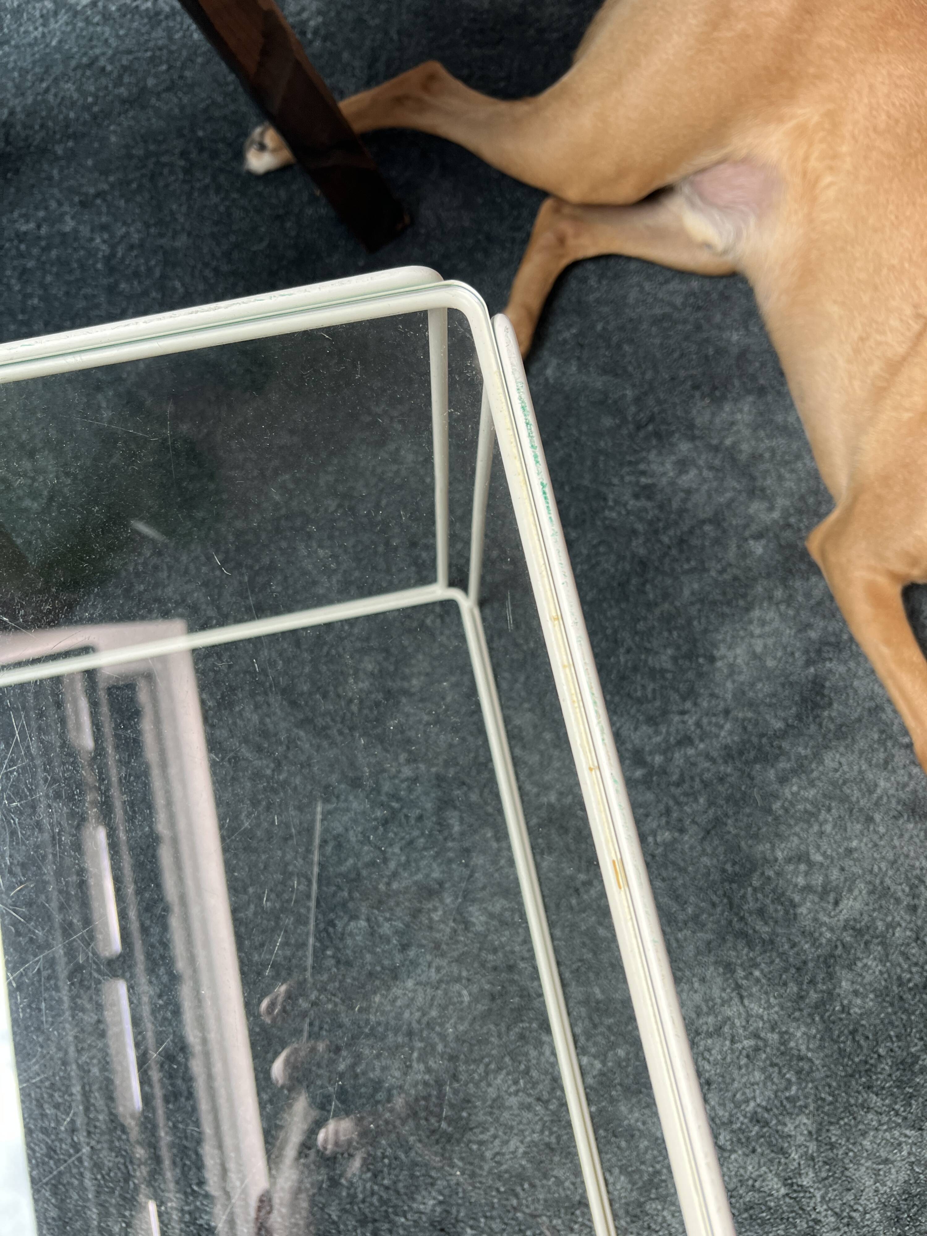 3 nesting tables by Max Sauze for Isocèle – 1970s – white metal & glass