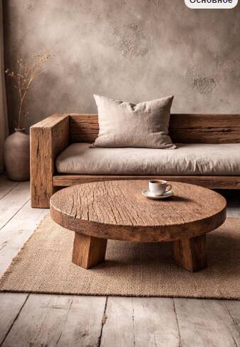 Handmade Rustic Oak Round Coffee Table | Solid Reclaimed Wood | Farmhouse L