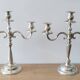 3-arm silver-plated metal candlesticks, candlesticks