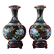 Pair of vintage cloisonné enamel vases from the 20th century H19 cm